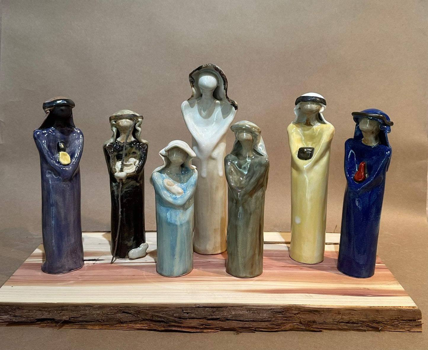Nativity Set - 7 pc with cedar plank