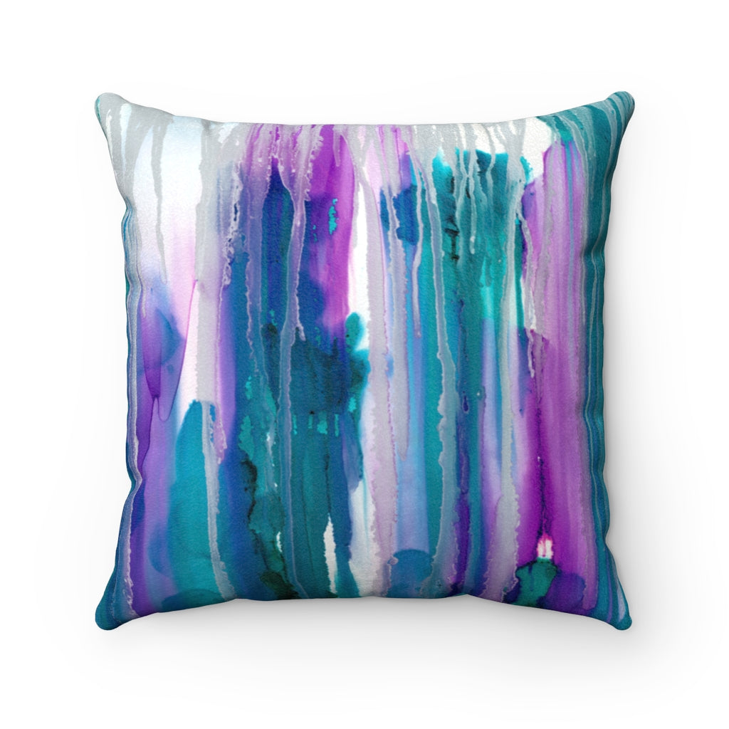 Silver Rain Faux Suede Square Pillow