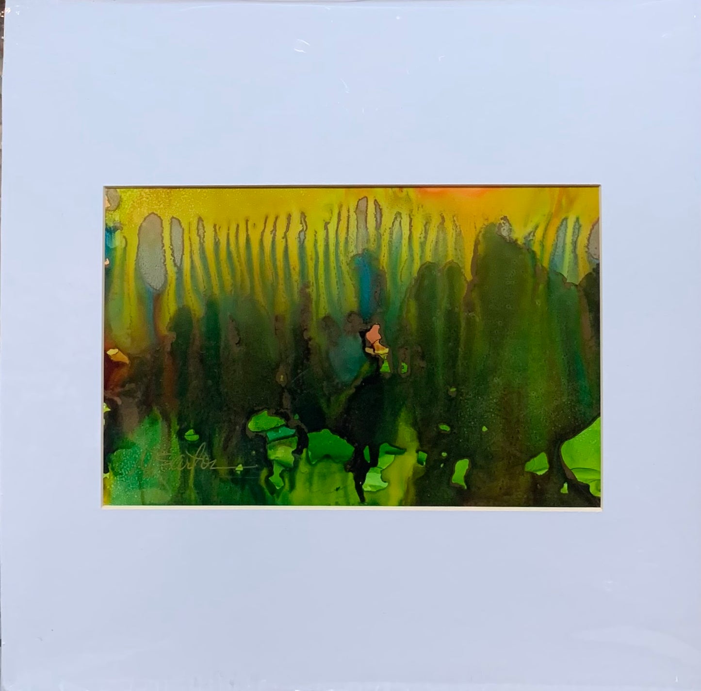 Original alcohol ink 12 x 12 "Raining Gold"