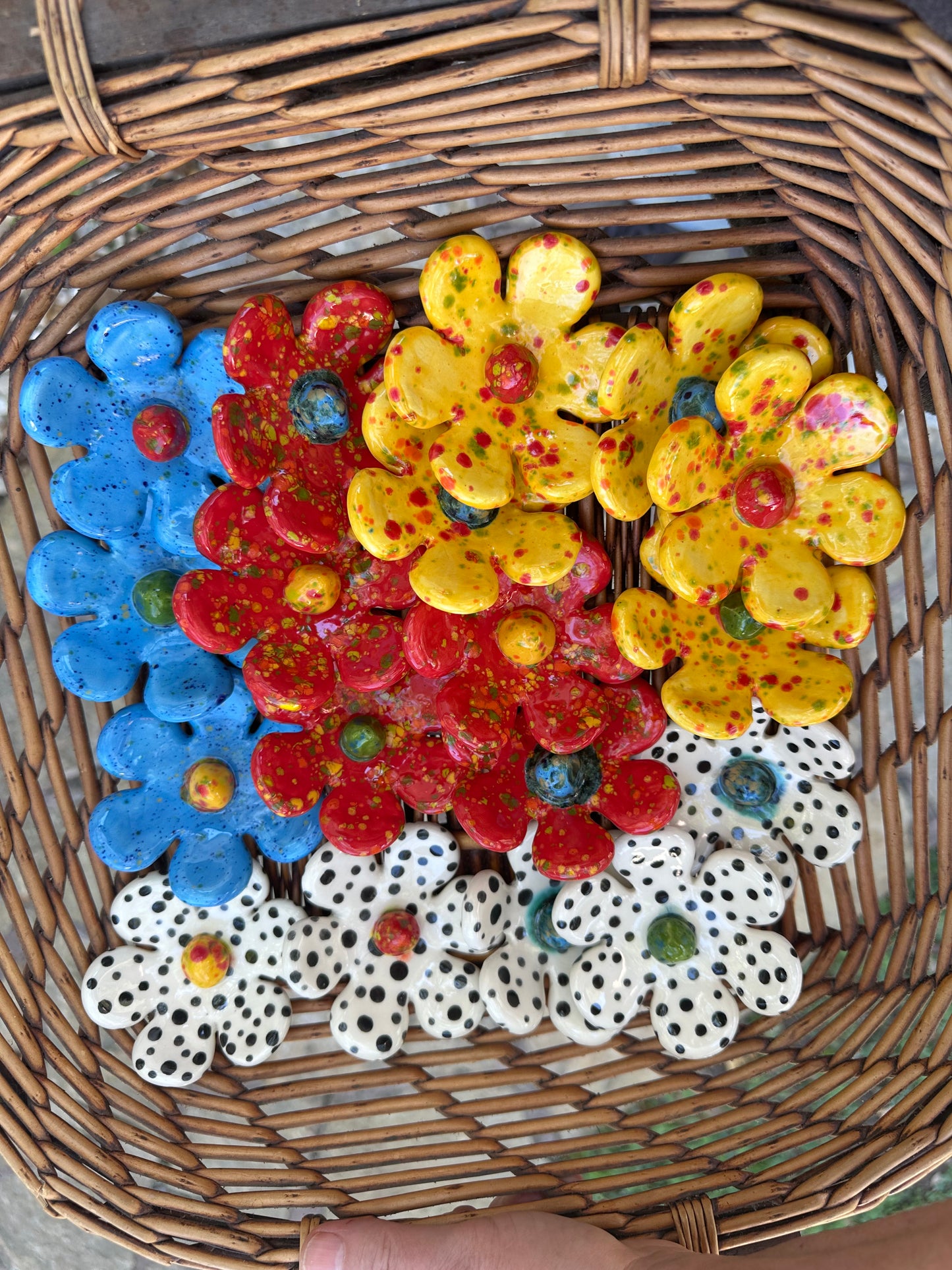 Flower Art Stakes - Blue with Green center