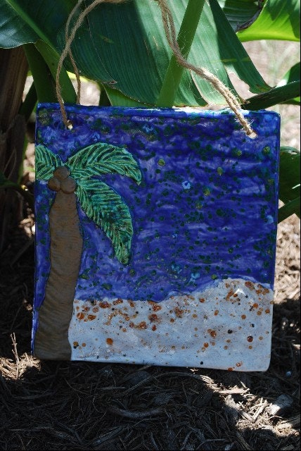 A Starry Night in the Tropics ceramic wall tile