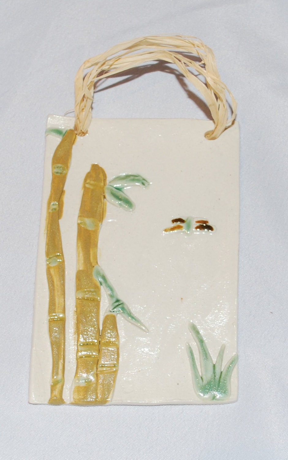 Bamboo dragonfly original ceramic wall art