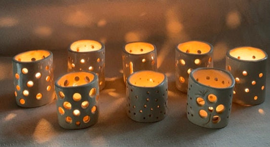 Luminaires -- 8 handmade stoneware indoor/outdoor
